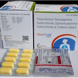 SUSI  COLD  Caffeine (30mg) +  Diphenhydramine  (25mg) + Paracetamol  (325mg) +  Phenylephrine (5mg)